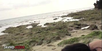 Miniatura de Megumi Haruka's Hot Asian Threesome Outdoors With Blowjob And Creampie Action