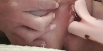 Miniatura de Two Dildos masturbate and Huge Orgasm and Pierced Clit rubbing and Creampie my Pussy