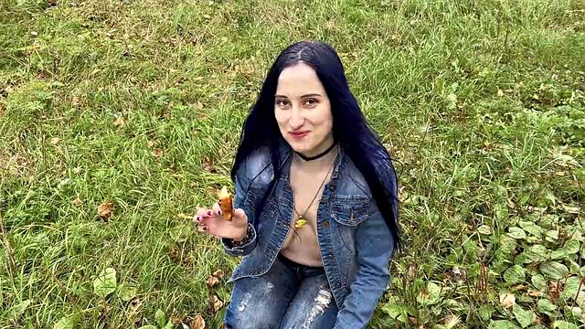 Miniatura de LapkaLu's Big Perfect Tits Tease Stranger to Creampie in Forest