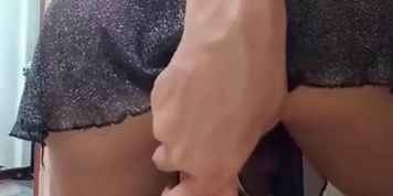Miniatura de Cute Trans With Glasses Fucks Her Ass With A Suction Dildo.