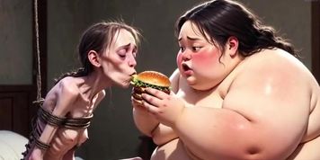 Miniatura de Petite Girl Fed By Huge Fat Woman - Contrast Feeding Fetish