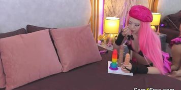 Miniatura de Sucking and Fucking Multiple Dildos POV