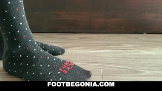 Miniatura de My hot feet in socks getting them naked to expose new French pedicure toes
