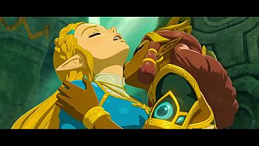 Miniatura de Beso lésbico entre la princesa Zelda y Riju (The Legend of Zelda: Tears of Kingdom / Generado por IA)