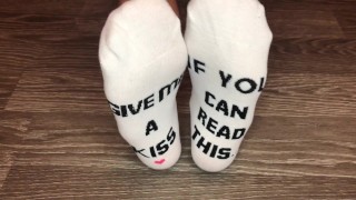 Miniatura de my new white socks "Give me a kiss" foot fetish