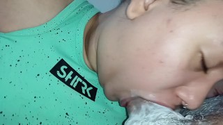 Miniatura de blowjob licking drooling saliva with creampie he filled my mouth with cum🍆💦🤤😋😵🥛💦🤤🥛😵😋🥛🥛