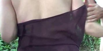 Miniatura de A horny, married milf walks through the woods and sucks off a hunter