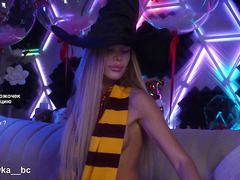 Miniatura de Sexy Blonde in Witch Hat at Neon Party - Cosplay Halloween Vibes