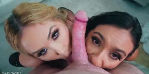 Miniatura de Kianna Dior & Hailey Rose Double Blowjob With Big Cock Facial (Jonni Darkko)