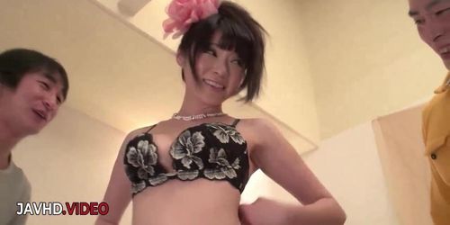 Miniatura de Threesome Treat Jav Star Sara Yurikawa Tit Screw Delights Fans Craving Her Wild Blowjob