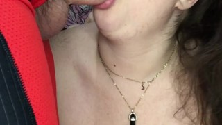 Miniatura de Thick Blue Eyed BBW Blowjob Cumshot On Tongue, Swallows And Keeps Sucking
