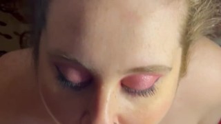 Miniatura de (BIG TITTY BBW BLOWJOB) MASSIVE PULSATING CUMSHOT ON CHUBBY BLUE EYED BRUNETTE FRECKLED FACE